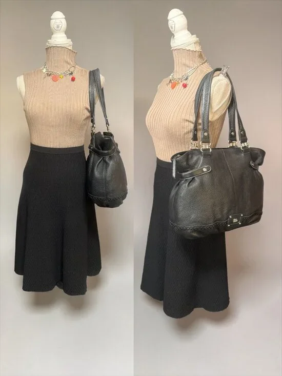 The Sak Torrance Tote Black Pebbled Leather Shoulder Bag Double Handles Zip Top - Picture 2 of 9